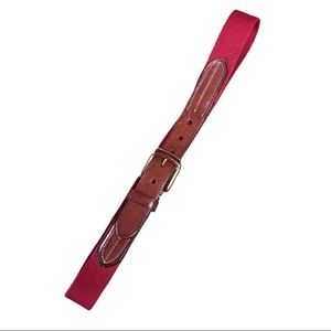 Faconnable Canvas Twill Red Belt with Brown Leather size 32